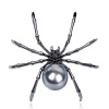 Image de Broche Epingle Insecte Halloween Araignée Gun Métal Gris-Argent Imitation Perles à Strass Noir 50mm x 45mm, 1 Pièce