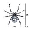 Image de Broche Epingle Insecte Halloween Araignée Gun Métal Gris-Argent Imitation Perles à Strass Noir 50mm x 45mm, 1 Pièce