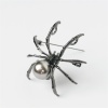 Bild von Insekt Brosche Halloween Spinne Metallgrau Silbergrau Imitat Perle Schwarz Strass 50mm x 45mm, 1 Stück