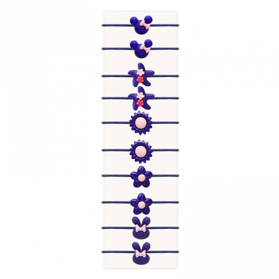 Immagine di Fascia Elastica Elastico Molla Fermacapelli Colore Viola Fiore Margherita Stella a Cinque Punte 3.3cm Dia, ( 10 Pz/Serie) 1 Serie
