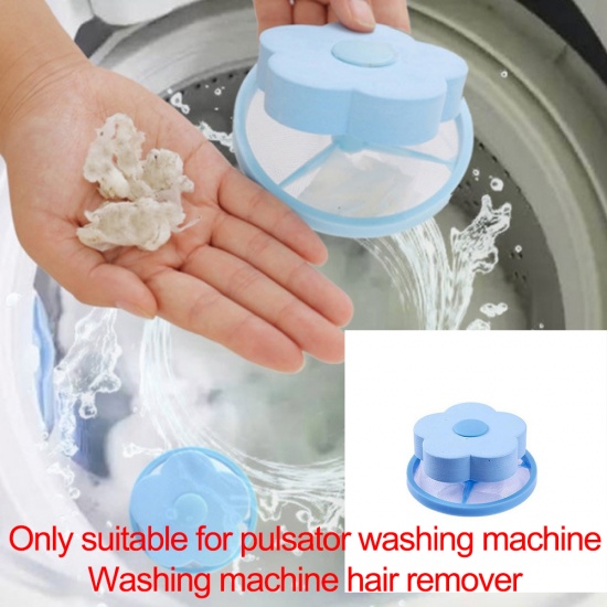 Picture of Blue - Filter Bag Washer Style Mesh Filtering Hair Removal Floating Laundry Clean Dryer Balls Laundry Detergent Lint Catcher