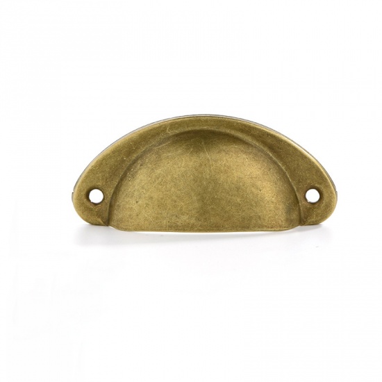 Picture of Bronzed - Door Knob Vintage Door Drawer Pull Handle Metal Semicircle Knobs 8.1cm x 3.5cm， 10 Pcs