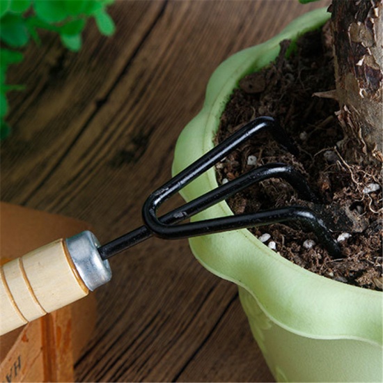 Изображение Natural - Garden Tool Rake/Shovel/Spade Plant Gardening Tool Portable Garden Tool（3 Pcs/Set）