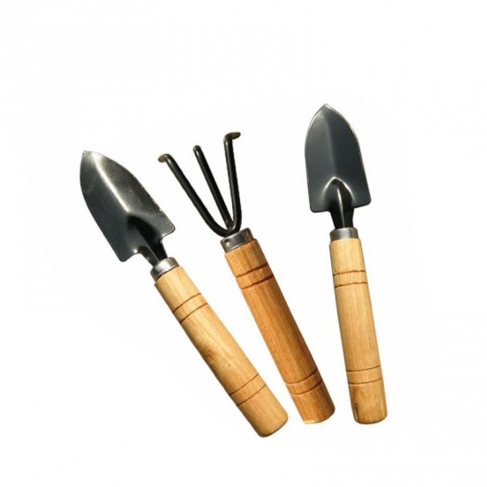 Immagine di Natural - Garden Tool Rake/Shovel/Spade Plant Gardening Tool Portable Garden Tool（3 Pcs/Set）