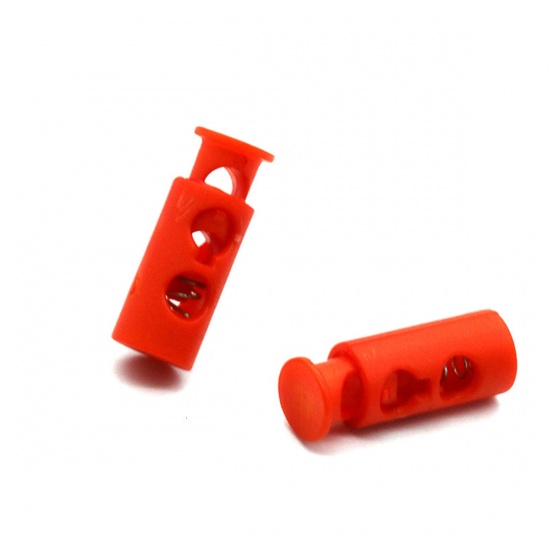 Immagine di Orange - 24mm x 9mm 10pcs Plastic Cord Lock Stopper 2 Holes Toggle Hat Elastic Rope Lock Clips Shoelace Clamp DIY Garment Accessories