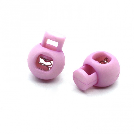 Imagen de Mauve - 22mm x 17mm 10pcs Colorful Plastic Ball Round Cord Lock Spring Stop Toggle Stopper Clip For Sportswear Clothing Shoes Rope DIY Craft Parts