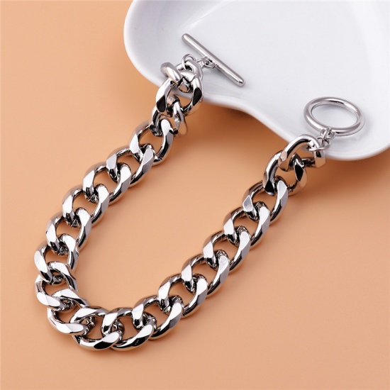 Picture of Thick Chains Bracelets Silver Color 20.5cm(8 1/8") long, 1 Piece