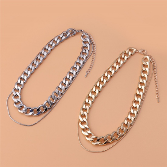 Picture of Multilayer Layered Thick Chains Necklace Gold Plated 32.5cm(12 6/8") long, 1 Piece