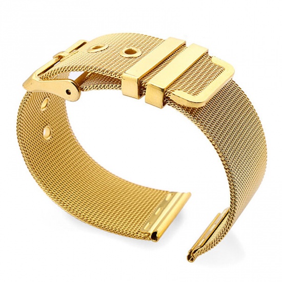 Immagine di Gold Plated - Milanese Loop Watchband 18mm Stainless Steel Universal Replacement Strap Band Watch Accessories，1 Set