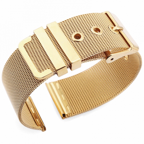 Immagine di Gold Plated - Milanese Loop Watchband 18mm Stainless Steel Universal Replacement Strap Band Watch Accessories，1 Set