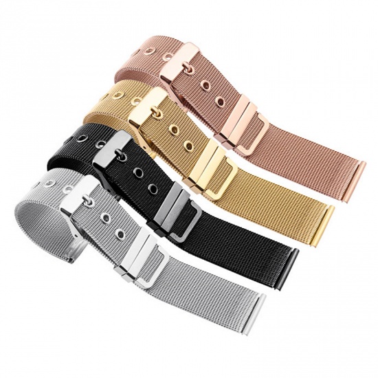 Immagine di Gold Plated - Milanese Loop Watchband 18mm Stainless Steel Universal Replacement Strap Band Watch Accessories，1 Set