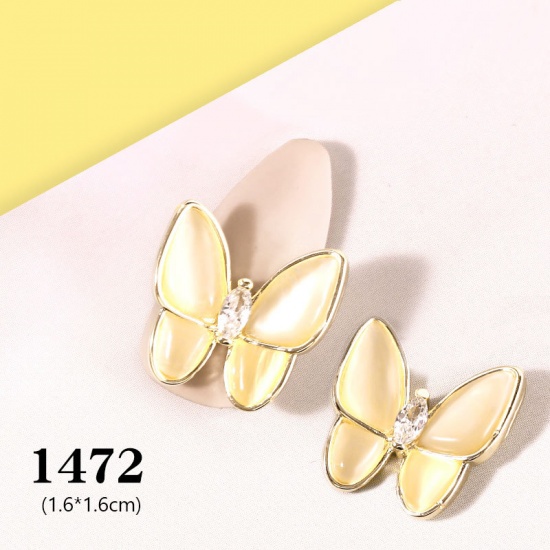 Picture of Gold Plated - New 3D Nail Art Sticker Three-dimensional Stereoscopic Butterfly Nail Art Decoration DIY Manicure Nail Sequin Slice