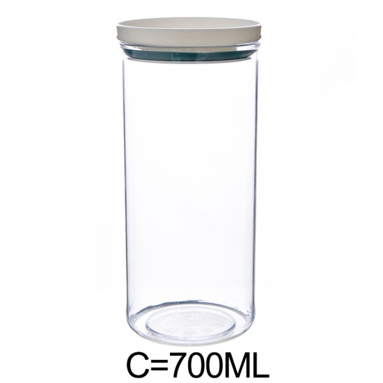 Изображение ( 700ml ) Plastic Sealed Jar Food Storage Bottle Cylinder Transparent 18.5cm x 8.5cm, 1 Piece
