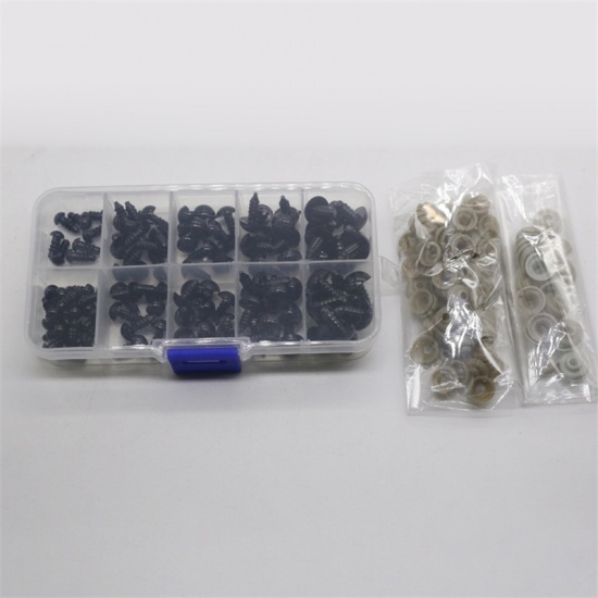 Immagine di Black - Plastic Toy Doll Making Craft Eyes 12mm Dia - 6mm Dia（100 sets with gasket）