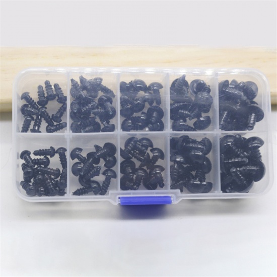 Picture of Black - Plastic Toy Doll Making Craft Eyes 12mm Dia - 6mm Dia（100 sets with gasket）