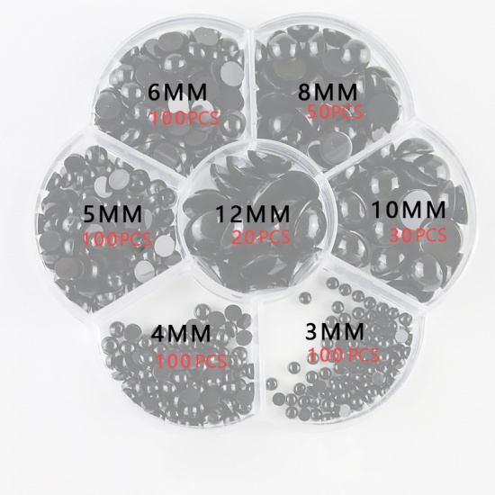 Picture of Black - 500pcs Plastic Toy Doll Making Craft Eyes 12mm Dia - 3mm Dia