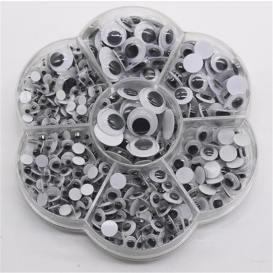 Picture of White & Black - 700pcs Plastic Toy Doll Making Craft Eyes 12mm Dia - 4mm Dia（No Adhesive）