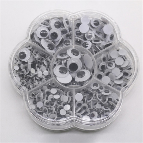 Picture of White & Black - 700pcs Plastic Toy Doll Making Craft Eyes 12mm Dia - 4mm Dia（With Adhesive）