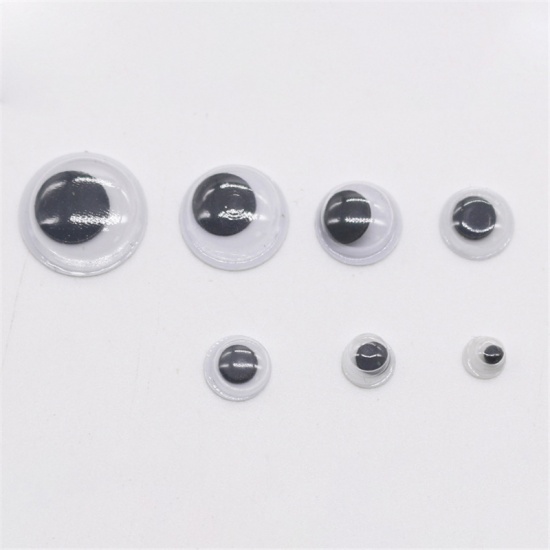 Immagine di White & Black - 700pcs Plastic Toy Doll Making Craft Eyes 12mm Dia - 4mm Dia（With Adhesive）