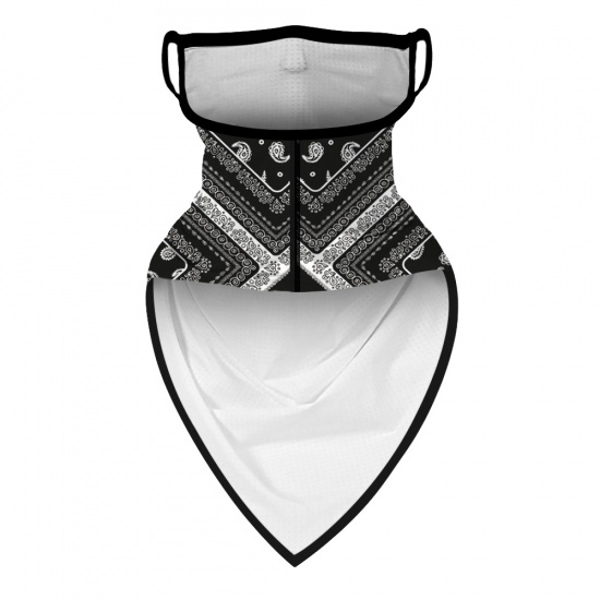 Изображение White & Black - Triangle Scarf Bandana Face Mask Magic Scarf Headwrap Balaclava, Seamless Face Cover Neck Gaiter for Men&Women Outdoor Activities