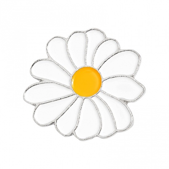 Bild von Brosche Gänseblümchen Weiß 39mm x 39mm, 1 Stück