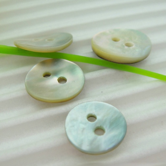 Picture of Natural Shell Sewing Buttons Scrapbooking Two Holes Round 9mm Dia, 50 PCs