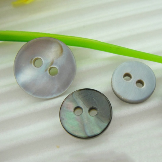 Picture of Natural Shell Sewing Buttons Scrapbooking Two Holes Round 10mm Dia, 20 PCs