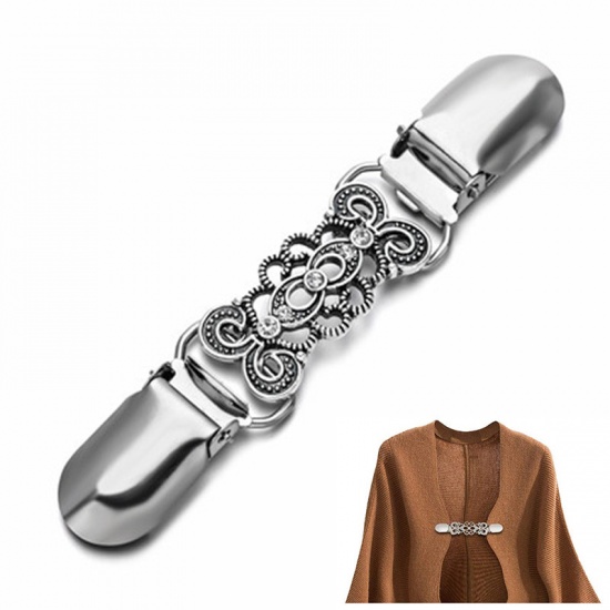 Immagine di Antique Silver - Sweater Clips Cardigan Collar Clips Dresses Shawl Clip