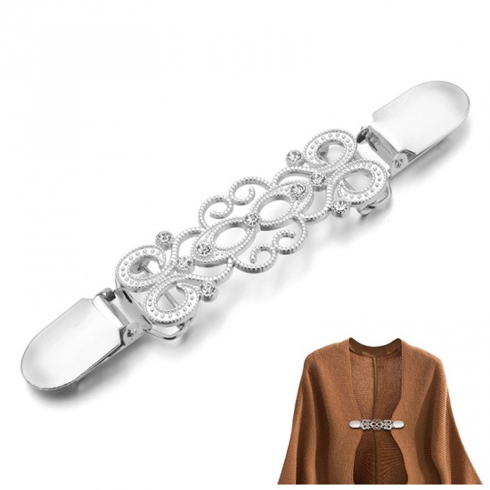 Imagen de Silver Plated - Sweater Clips Cardigan Collar Clips Dresses Shawl Clip