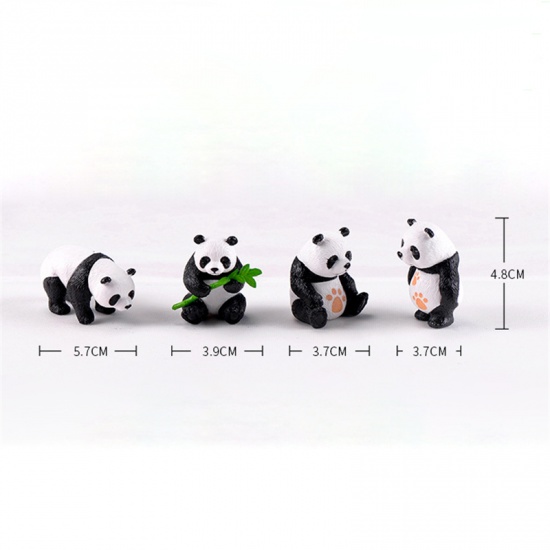 Immagine di White & Black - S Cute Panda Moss Micro Landscape Terrarium Figurine Decoration Resin Funny Panda Babies Ornament Fairy Garden Miniature（4 Pcs/Set)