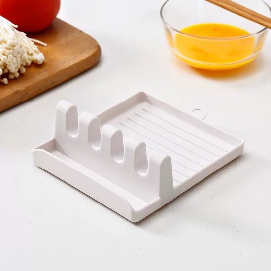 Picture of White - household soup spoon pad chopsticks pot lid storage kitchen rack