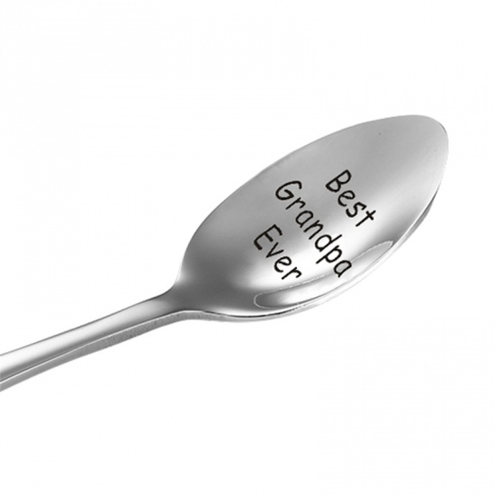 Immagine di Silver Tone Stainless steel smooth carved Best Grandpa Ever spoon