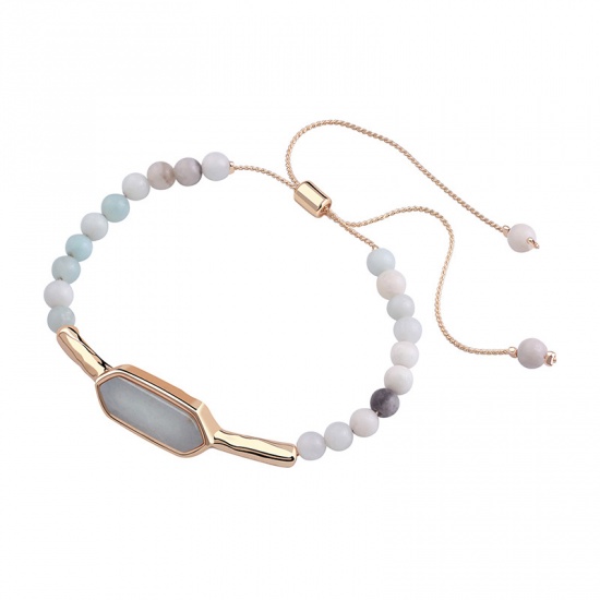 Image de Bracelets Raffinés Bracelets Délicats Bracelet de Perles en Cuivre + Howlite ( Naturel ) Blanc Cassé 1 Pièce