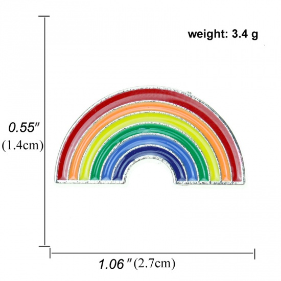 Bild von Brosche Regenbogen Bunt Emaille 27mm x 14mm, 1 Stück