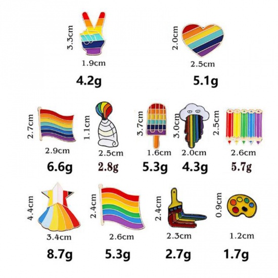 Изображение Основы для Брошей Палитра Разноцветный С Эмалью 12мм x 9мм, 1 ШТ