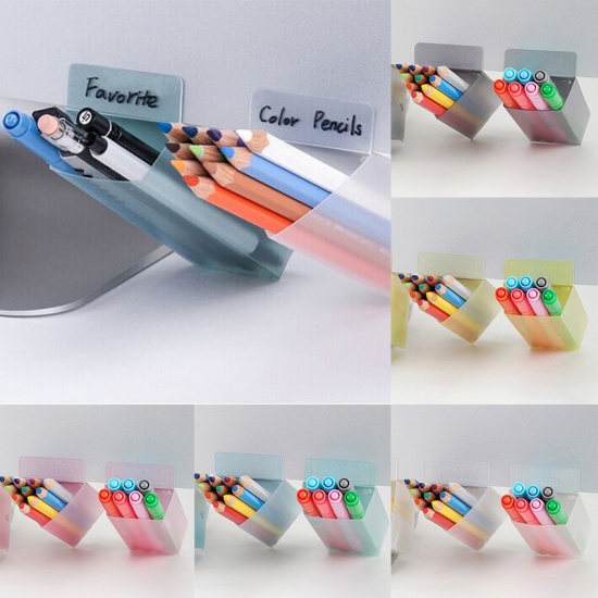 Immagine di Transparent - Trapezoid Creative Pencil Holder Cup Pencil Ruler Organizer Container Pen Holder Desktop Organizer Storage，2 Pcs