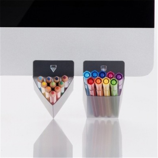 Picture of Gray - Triangle Creative Pencil Holder Cup Pencil Ruler Organizer Container Pen Holder Desktop Organizer Storage，2 Pcs