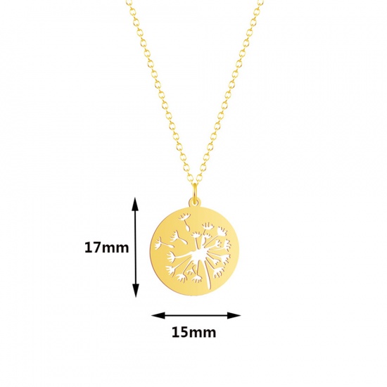 Picture of Stainless Steel Necklace Gold Plated Dandelion 45cm(17 6/8") long, 1 Piece
