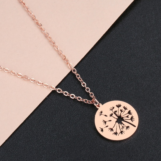 Picture of Stainless Steel Necklace Rose Gold Dandelion 45cm(17 6/8") long, 1 Piece