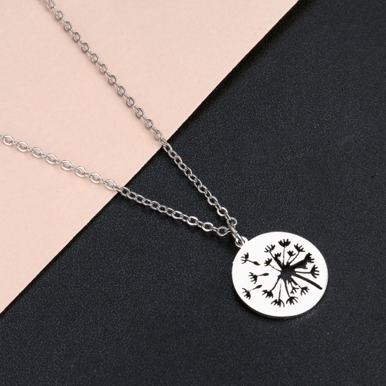 Picture of Stainless Steel Necklace Silver Tone Dandelion 45cm(17 6/8") long, 1 Piece