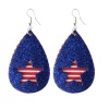 Picture of American Independence Day Earrings Red & Blue Drop Pentagram Star Sequins 70mm x 40mm, 1 Pair