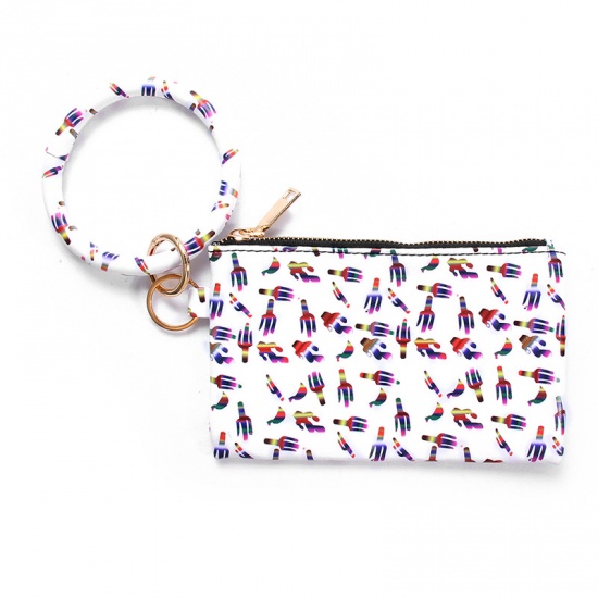 Picture of Multicolor - Bracelet Hang Wallet Coin Purse Clutch Comstic Makeup Bag Tassel Wristlet Keychain