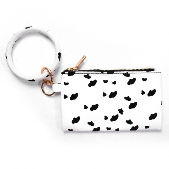Immagine di White & Black - Bracelet Hang Wallet Coin Purse Clutch Comstic Makeup Bag Tassel Wristlet Keychain