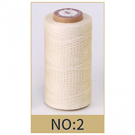 Picture of Beige - 50M 150D 0.8MM Leather Waxed Thread Cord for DIY Handicraft Tool Hand Stitching Thread Flat Waxed Sewing Line，2 Rolls