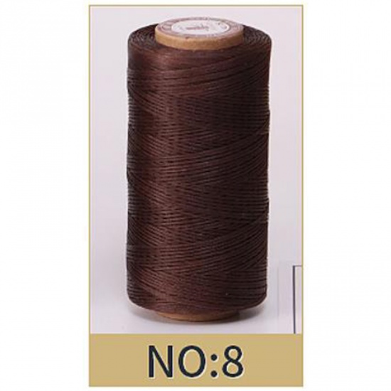 Picture of Dark Coffee - 50M 150D 0.8MM Leather Waxed Thread Cord for DIY Handicraft Tool Hand Stitching Thread Flat Waxed Sewing Line，2 Rolls