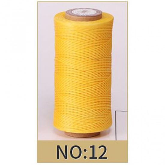 Immagine di Yellow - 50M 150D 0.8MM Leather Waxed Thread Cord for DIY Handicraft Tool Hand Stitching Thread Flat Waxed Sewing Line，2 Rolls