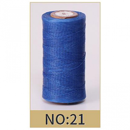 Image de Bleu - 50M 150D 0.8MM Cordon de fil ciré en cuir pour outil d'artisanat bricolage Fil de couture à la main Ligne de couture cirée plate ， 2 rouleaux