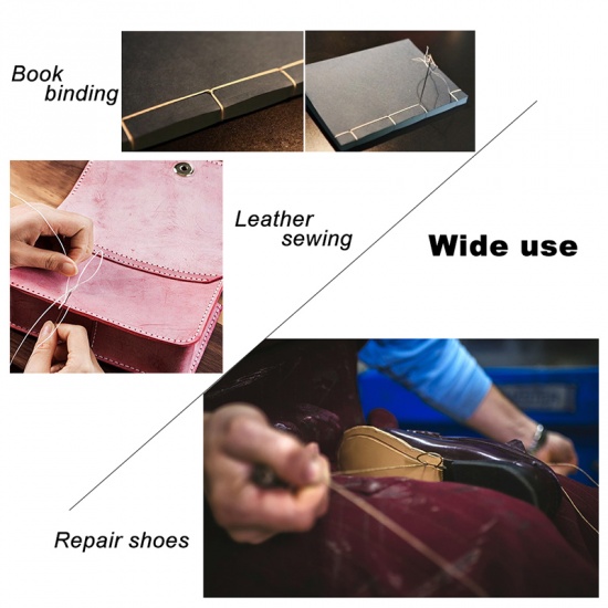 Immagine di Dark Gray - 50M 150D 0.8MM Leather Waxed Thread Cord for DIY Handicraft Tool Hand Stitching Thread Flat Waxed Sewing Line，2 Rolls