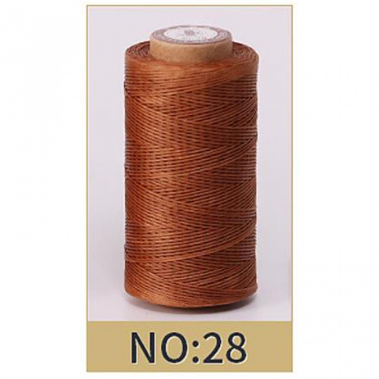 Image de Brown Yellow - 50M 150D 0.8MM Cordon de fil ciré en cuir pour outil d'artisanat bricolage Fil de couture à la main Ligne de couture cirée plate ， 2 rouleaux