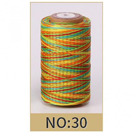 Image de Multicolore - Cordon de fil ciré en cuir 50M 150D 0.8MM pour outil d'artisanat bricolage Fil de couture à la main Ligne de couture cirée plate ， 2 rouleaux